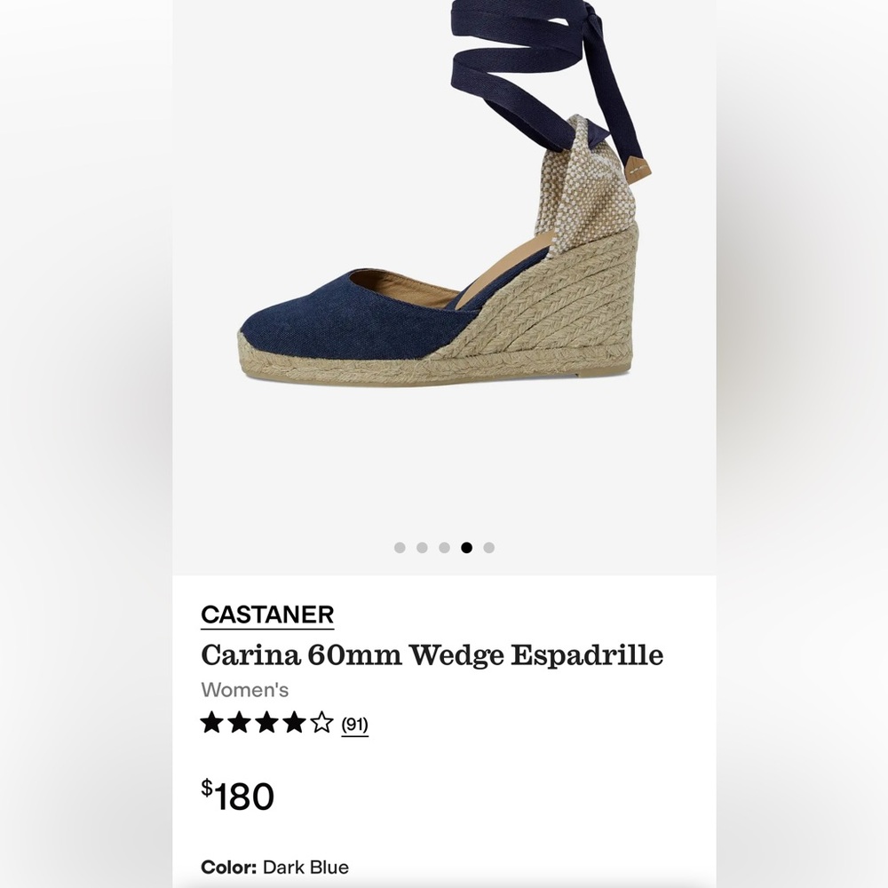 Castaner Dark Blue Carina 60mm Wedge Espadrille